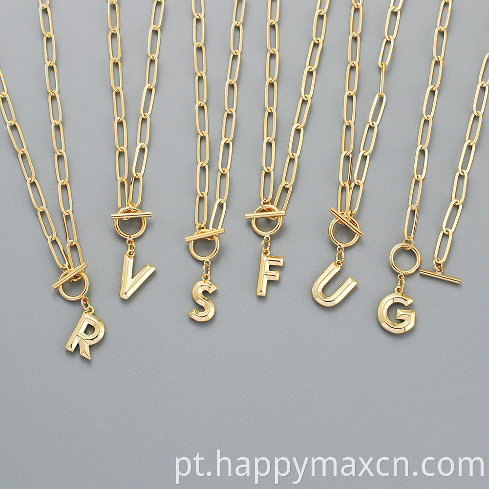 Novo colar de alfabeto Gold Trend Hip Hop Chain 26 Letter Pingents Colar Initial